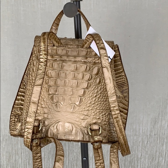 BRAHMIN NWT GOLD CREAM LEATHER BACKPACK - Picture 7 of 14